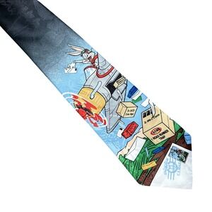 Vintage 1997 Looney Tunes Stamp Collection Bugs Bunny Air Mail Tie 58" X 4" USA